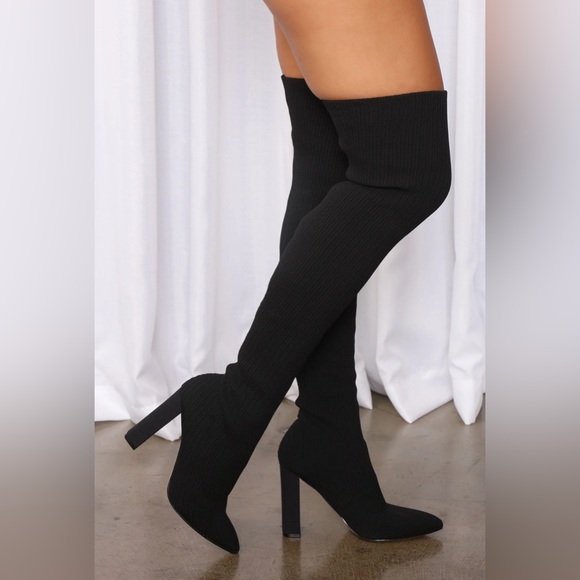 Show Stealer Black Over the Knee Boots BNIB - Picture 1 of 2